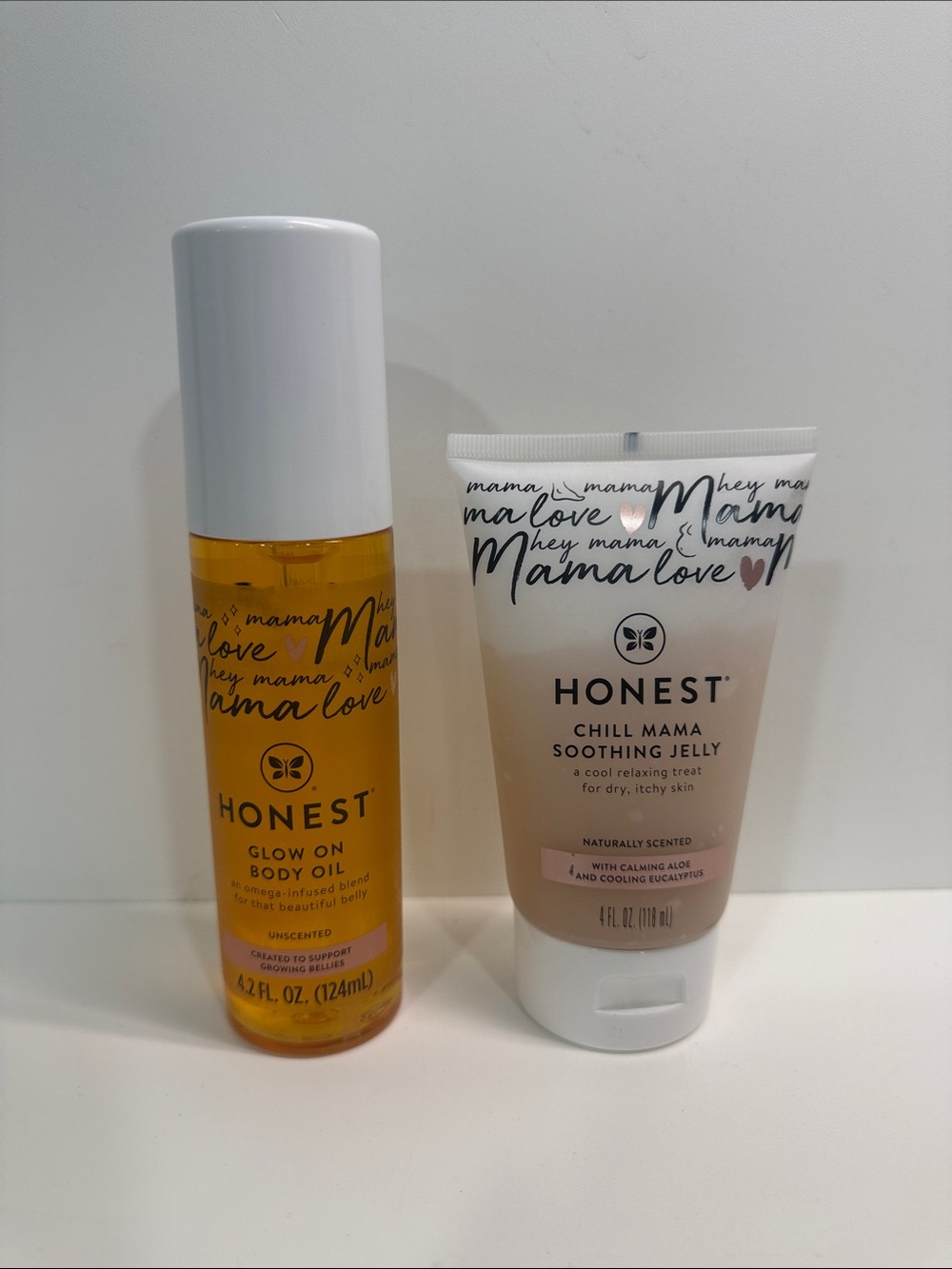 HONEST Glow On Body Oil & Chill Mama Soothing Jelly - Gold, White, Pink